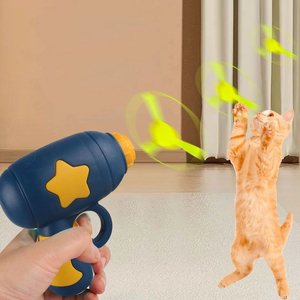 Nuovo giocattolo per gatti giocattolo gioco interattivo per animali domestici gatto cane addestramento lanciatore con 15 pezzi disco volante Mini catapulta giocattoli per gatti accessori per gatti - Product Image 4