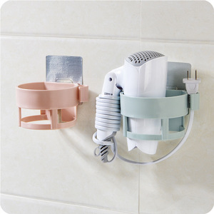 Wall Mounted Hair Dryer Holder Purple Plastic Bathroom Storage Rack Punch Free Installation Stainless Steel Base - Product Image 2