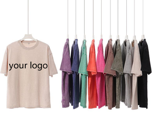 Camiseta Retro Americana de Manga Corta, 100% Algodón Lavado, 230 GSM, con Logotipo Personalizado, Estilo Hip Hop, Tejido de Punto, Talla Grande - Product Image 1