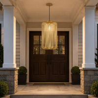 Lanterne suspendue cylindrique dorée moderne Cano Lighting, élégant lustre en métal ajouré pour la décoration de la chambre à coucher et du couloir