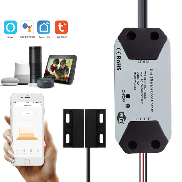 Tuya Smart Home Devices Alexa Google App Remote Control Wireless WiFi Smart Garage Opener for Making Gate Garage Motor Smarter