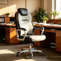 Chaise de bureau ergonomique de luxe à dossier moyen pivotant / chaise de visiteur avec intérieur en cuir PU et finition exquise