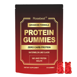 סוכריות גומי רוזבסט OEM מותג פרטי ללא סוכר בטעם טבעי, טבעוניות, 100% חלבון מי גבינה מבודד, עם מולטי ויטמינים ומינרלים - Product Image 1