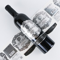Etiqueta de Papel Texturizado Autoadhesiva Impermeable Ecológica, Impresión por Estampado en Caliente, Lámina Dorada en Relieve, Etiqueta para Botella de Vino Tinto