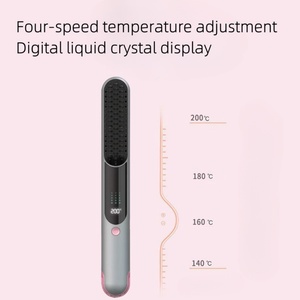 Portable Negative Ion USB Rechargeable Cordless <b>Brush</b> Hair <b>Straightener</b> Comb with Infrared Ray - Product Image 6