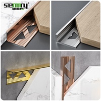 Profilé de bordure en aluminium pour carrelage, bande de bordure murale en L brossée dorée pour la décoration d'hôtels - Vente chaude