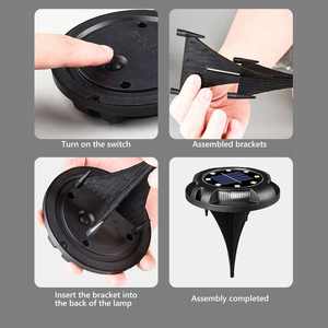 IP65 a prueba de agua 4 Uds 12 LED Luz de tierra de disco solar luz blanca cálida para camino de jardín luces de jardín solares certificadas ROHS - Product Image 2