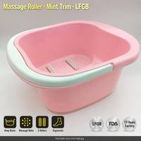 Bassin de pédicure en plastique de 39 cm avec poignée rose et vert menthe, rouleau de massage, pour spa et trempage des pieds, vente en gros usine