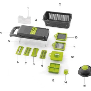 15-in-1 đa chức năng lưỡi thép không gỉ Rau Chopper nhà bếp Slicer Dicer vắt đặt cho khoai tây hành tây trái cây cắt - Product Image 5