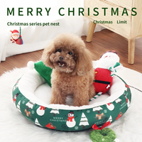Lit-caverne moderne et confortable pour chat et chien, en peluche, design donut, avec rebord, durable, lavable, base antidérapante, écologique, pour l'hiver et Noël