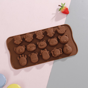 Animals Silicone Molds Forest Cute Theme Happy Bear, Lion, <strong>Hippo</strong> Non-stick Candy Jelly <strong>Chocolate</strong> Soap Molds Silicone Baking Mold - Product Image 4