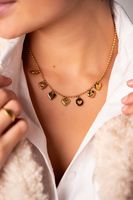 Nouveau Collier Pendentif Cœur Coloré en Acier Inoxydable Géométrique DIY Petit Bijou PVD Or 18 carats Dopamine