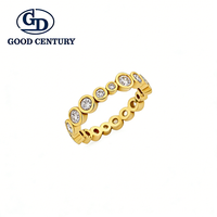 Bague de mariage complète en or massif 18 carats Good Century avec diamant de laboratoire rond serti clos, pour homme, bijoux fins, cadeau d'anniversaire