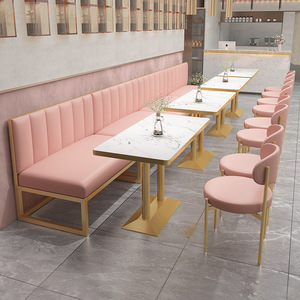 Banquetas Modernas Ecológicas <span class=keywords><strong>para</strong></span> Restaurantes y Conjunto de Muebles Comerciales <span class=keywords><strong>para</strong></span> Restaurantes con Estructuras de Madera y Cubiertas de Piedra - Product Image 1