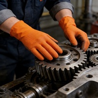 Gants de mécanicien en nitrile robustes, sans latex, orange, avec grip diamanté texturé, jetables, sans poudre, pour usage industriel
