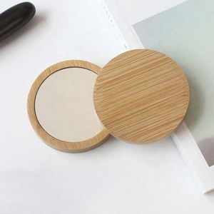 Miroir de poche en bambou, miroir de maquillage rond, moderne, durable, cadeau pour filles, beauté, cosmétique, bois, cadeaux promotionnels, logo gravé - Product Image 4