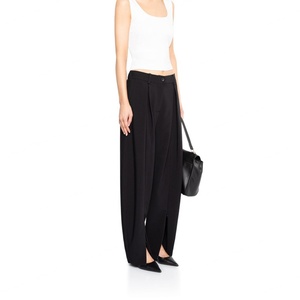 กางเกงสูทพลีทผู้หญิงแฟชั่นใหม่ยอดนิยม ซิปเปิดข้าง เอวสูง ผ้าฝ้าย กางเกงทำงาน - Product Image 2