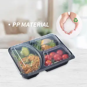 Logo Custom High Quality Plastic Food Storage Container For Lunch Microwave Safe Bento To Go Meal Prep Container With Clear Lids