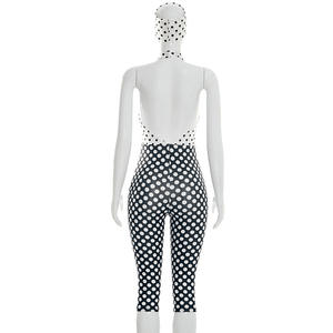 Viviblook J26JP055 Nouvelle combinaison sexy d'été pour femme, sans manches, à pois noirs et blancs, avec bandeau - Product Image 5