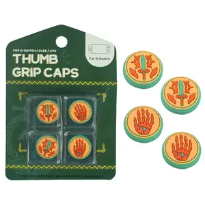 Nueva tendencia, 4 Uds., tapa <span class=keywords><strong>de</strong></span> pulgar para Nin Tendo Switch OLED <span class=keywords><strong>Joy</strong></span>-<span class=keywords><strong>con</strong></span> Button <span class=keywords><strong>Zelda</strong></span> Style Cover Case Hat Game Controller Thumb Stick Sleeve - Product Image 1