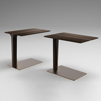 Table basse moderne de luxe réglable, meubles de salon, acier inoxydable, placage bois, durable, minimaliste, table d'appoint en noyer
