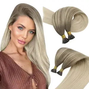 Hot sell I Tip Human Hair Light Brown To Platinum Blonde I tips Human Hair Extensions Ombre Blonde