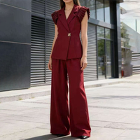 Vente en gros de vêtements pour femmes, ensembles de mode haut de gamme à manches courtes en forme de papillon, style vintage européen et américain