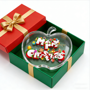 زينة كريستالية عالية الجودة على شكل تفاحة لعيد الميلاد مع حامل من البليكسيجلاس، زينة أكريليك على شكل تفاحة بطابع عيد الشكر - Product Image 4