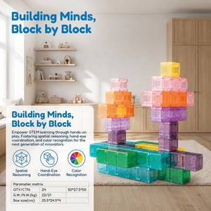 Bloques Magnéticos Transparentes, Juego de Construcción STEM para Niños |   Cubos de Construcción Educativos Coloridos, Venta al Por Mayor de Fábrica - Product Image 4