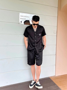 <span class=keywords><strong>Pyjama</strong></span> en soie léger et luxueux pour <span class=keywords><strong>homme</strong></span>, édition filet noir, manches courtes, shorts, vêtements de nuit pour <span class=keywords><strong>homme</strong></span> - Product Image 4