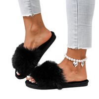 Pantoufles en peluche pour femmes, nouvelles sandales en peluche tendance, vente en gros de chaussures pour femmes à bout ouvert