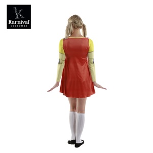 ODM all'ingrosso popolare donna <span class=keywords><strong>Costume</strong></span> da dramma televisivo bicolore <span class=keywords><strong>Mini</strong></span> abito girocollo manica corta con volant a trapezio vestito da bambola da gioco - Product Image 5