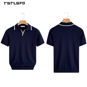 High Quality Men Cotton <b>Polo</b> Shirt Navy Blue <b>White</b> Contrast Tipping Short Sleeve Old Money Style Summer Luxury Casual <b>Polo</b> - Product Image 2