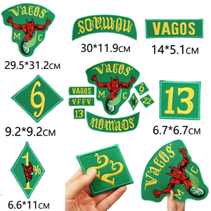 Vest trở lại vagos nomads MC xe máy biểu tượng thêu sắt-on các bản vá lỗi xe máy Câu lạc bộ xe máy da áo khoác vá - Product Image 2