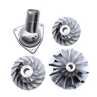 Pièces de turbocompresseur automobile usinées sur commande par CNC 5 axes, comprenant un impeller de turbine fraisé, une roue de compresseur et un boîtier de turbo, pièce de véhicule OEM