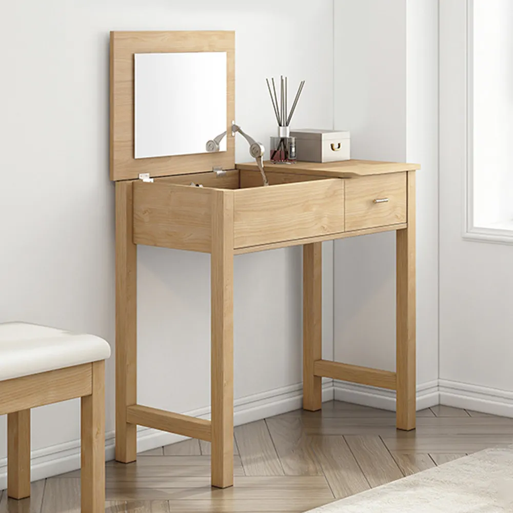 Set di sedie da toeletta moderne con specchio e cassetto per mobili da trucco in legno per camera da letto