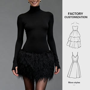 <span class=keywords><strong>Vestido</strong></span> Personalizado 2026 para Mujer, Cuello Alto, Manga Larga, Terciopelo Peludo con Borlas, <span class=keywords><strong>Ajustado</strong></span> y Delgado, Ropa Sexy para Club, Moda - Product Image 1