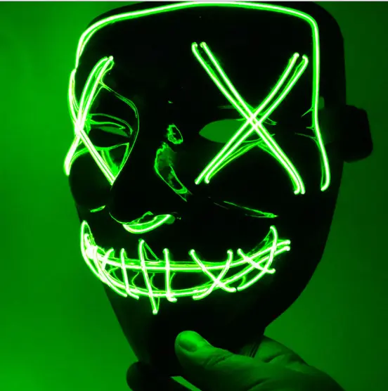 Mascarilla de fiesta de resina con luces, máscara de Halloween con iluminación Led