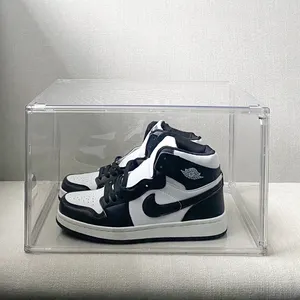 Boîte à chaussures en plastique empilable, baskets, transparent, 1 paire, ouverture sur le côté, magnétique