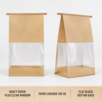 Sachet Doypack Personnalisé en Papier Kraft avec Fermeture à Lanière et Fenêtre Latérale pour Emballage de Grains de Café et de Thé OEM ODM