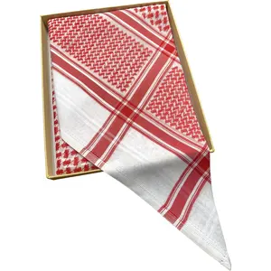 Shemagh 100% cotton 100s/2 cotton Men Scarf Red Plaid Stripe Men Turban shmagh Saudi Shemagh