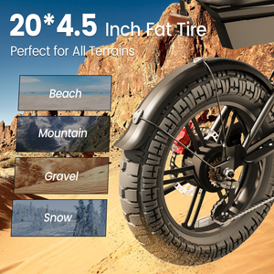 WO18 전기 자전거 2000W 듀얼 모터 25AH 배터리 20 ''뚱뚱한 타이어 & 성인을위한 음악 플레이어 전자 자전거 내장 - Product Image 5