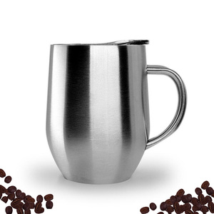 Double Walled Vacuum Insulated Travel <strong>Tumbler</strong> Cup 12 oz Stainless Steel <strong>Wine</strong> <strong>Tumbler</strong> with Lid and Handle - Product Image 4