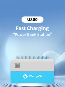 Cargador portátil, baterías de carga, escanea para usar, estación de alquiler con 8 ranuras para móviles y teléfonos. - Product Image 1