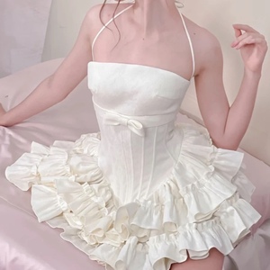 Nouvelles robes bouffantes pour femmes avec nœud et motif arêtes de poisson, à nouer, avec short intégré, tendance - Product Image 3