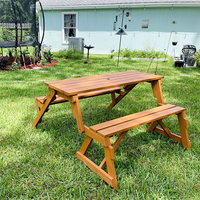 Banc de jardin convertible 2-en-1 pour pique-nique, pliable, en bois, gain de place, couleur personnalisable pour jardin et camping