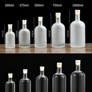 Nuevo diseño botella de <span class=keywords><strong>licor</strong></span> escarcha transparente vacío personalizado vino <span class=keywords><strong>arroz</strong></span> vino hombro redondo mulit-tamaño tapa de corcho botella de vidrio - Product Image 2
