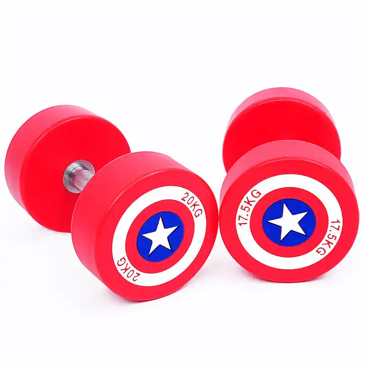 High Quality Gym Equipment PU Round American Captain Dumbbells Gym Free Weights Dumbbell