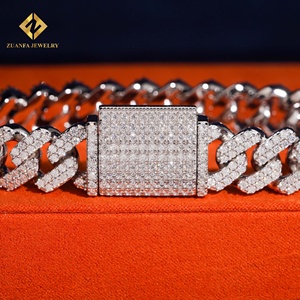 Zuanfa Lab Grown Diamond Bracelet Popular 12.3mm Cross Cuban <b>Chain</b> Cuban Link <b>Chain</b> Necklace Bracelet Men <b>Iced</b> <b>Out</b> Diamond 925 - Product Image 5