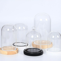 Dôme en verre borosilicate de style bohème avec base en bois de noyer foncé, motif nature morte, décoration de luxe pour la maison, idéal pour Pâques, mariage, baptême
